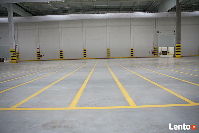 Malowanie linii, oznakowanie poziome w halach, magazynach