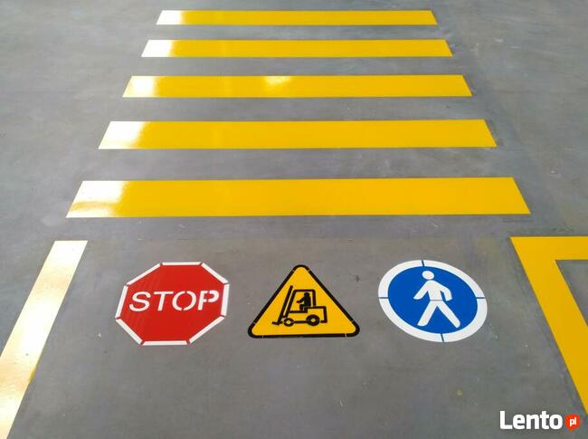 Malowanie linii, oznakowanie poziome w halach, magazynach