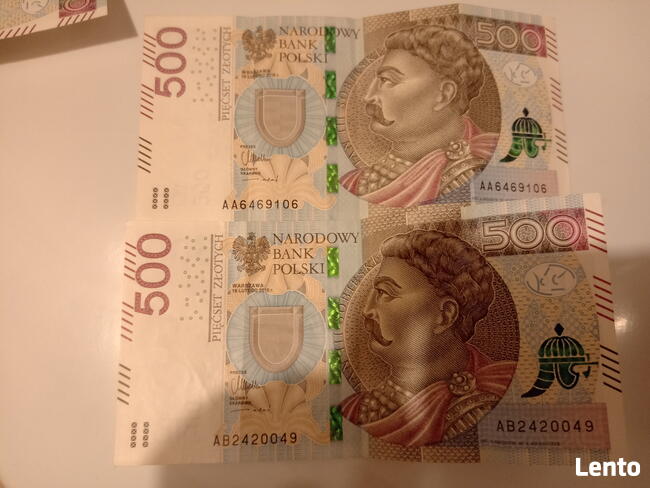 Banknoty 500zł seria AA,AB,AD