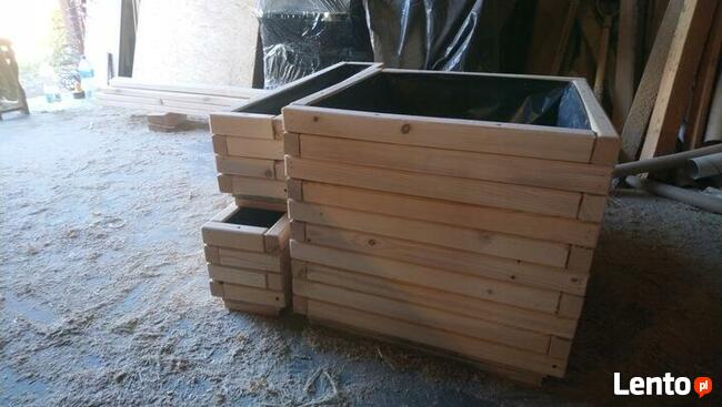 Donice drewniane z kantówki 40x40x30cm, na wymiar