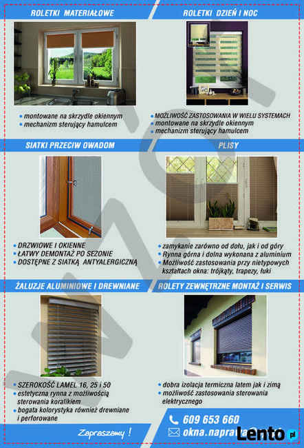 Naprawa, serwis, OKIEN PCV, ROLET, roletki dzień i noc, siat