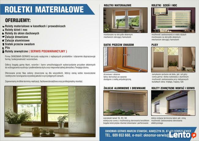 Naprawa, serwis, OKIEN PCV, ROLET, roletki dzień i noc, siatki