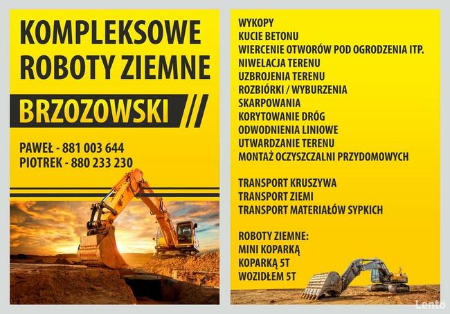 Roboty ziemnie / rozbiórki , wykopy, niwelacja terenu