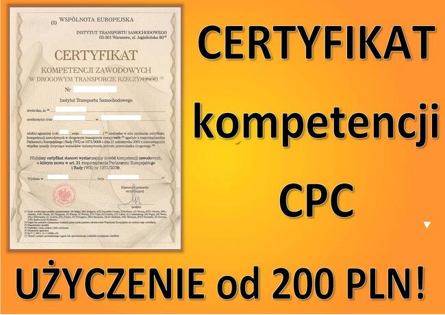 Certyfikat kompetencji zawodowych przewoźnika