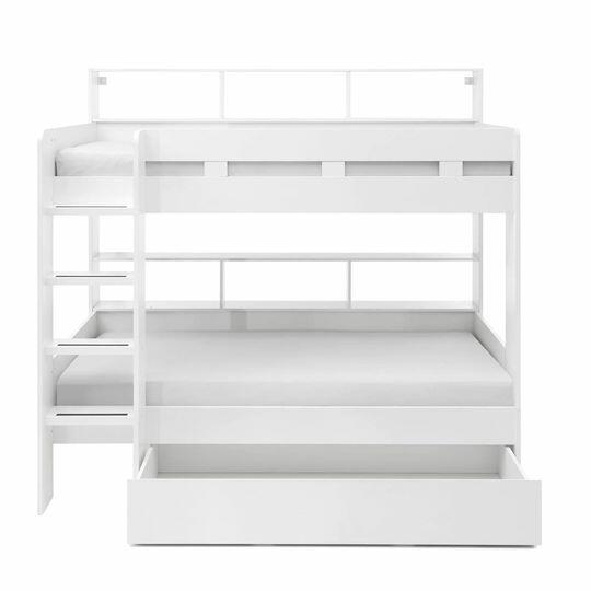 Łóżko piętrowe Gaius 2 razy 90x200 stelaż białe