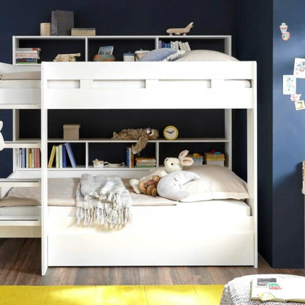 Łóżko piętrowe Gaius 2 razy 90x200 stelaż białe