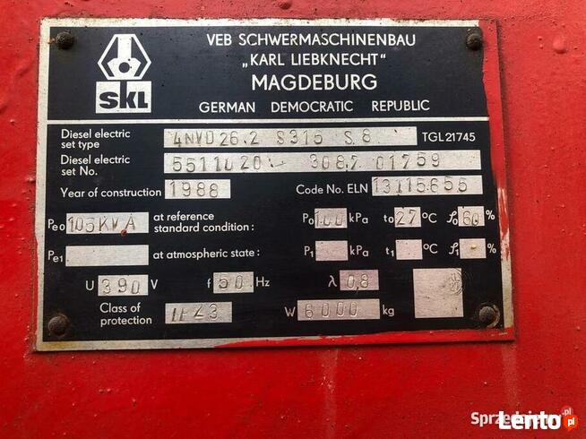 Agregat generator prądotwórczy 105 kVa