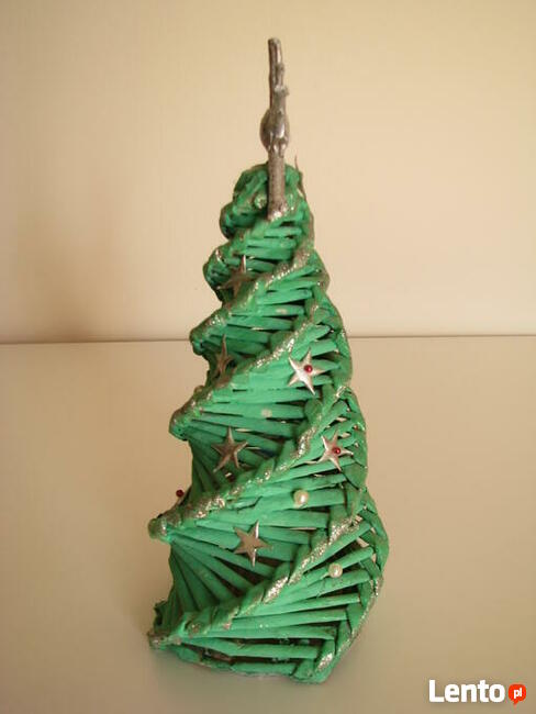 Mała zielona choinka ze srebrnymi dodatkami 26 cm świąteczny