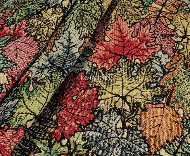 Jesienne liście, tkanina tapicerska, obiciowa, żakardowa