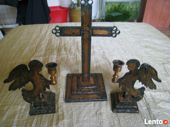 Aniołki i krzyż wykonanie rękodzielnicze w miedzi