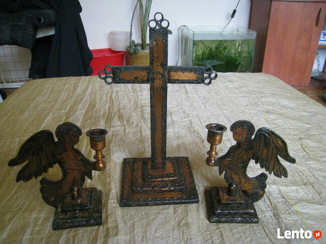 Aniołki i krzyż wykonanie rękodzielnicze w miedzi