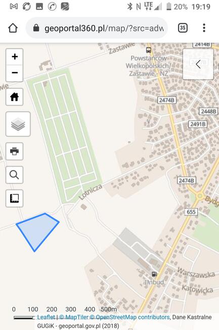 Działka o powierzchni 2,2013 ha Suwałki ulica Lotnicza