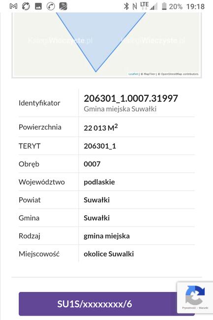 Działka o powierzchni 2,2013 ha Suwałki ulica Lotnicza