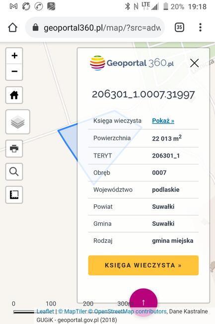 Działka o powierzchni 2,2013 ha Suwałki ulica Lotnicza