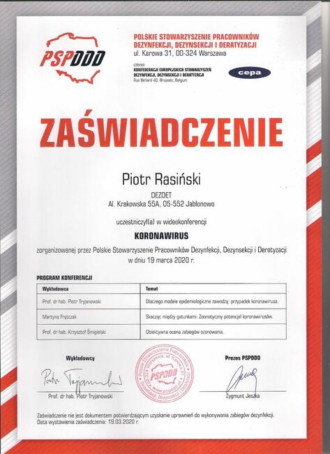 Dezynfekcja, dezynsekcja, deratyzacja