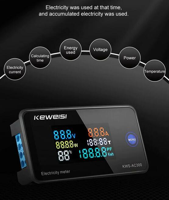 KWS-AC300 amperomierz woltomierz licznik energii AC 50-300V