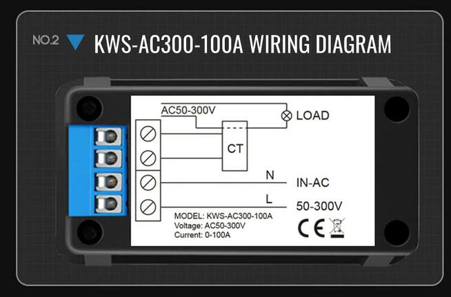 KWS-AC300 100A licznik energii AC 50-300 watomierz