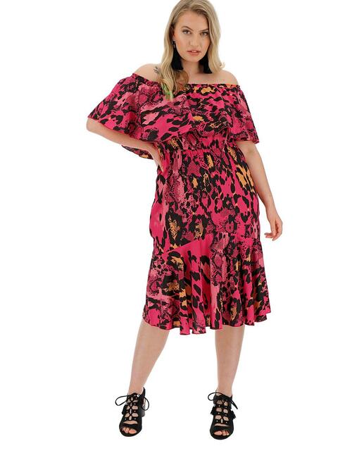 40 Sukienka hiszpanka przewiewna pink snake