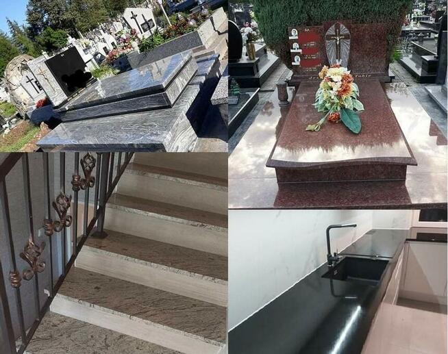 Grobowce, Nagrobki granitowe, Schody Blaty Parapety
