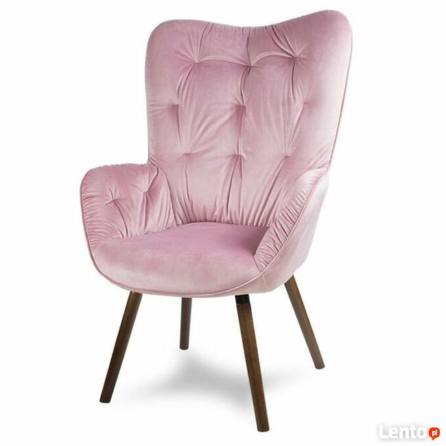 Fotel różowy welurowy - DARMOWA DOSTAWA