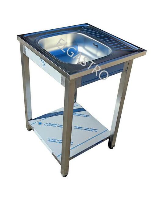 Zlew gastronomiczny jednokomorowy 60x60x85 półka syfon