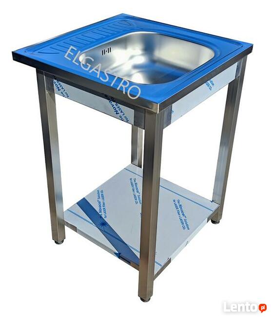 Zlew gastronomiczny jednokomorowy 60x60x85 półka syfon