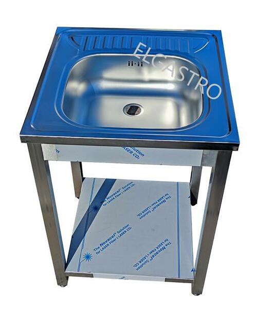 Zlew gastronomiczny jednokomorowy 60x60x85 półka syfon