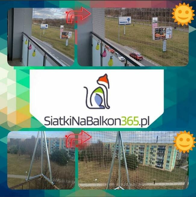 Siatka dla kota, na balkon, na ptaki montaż