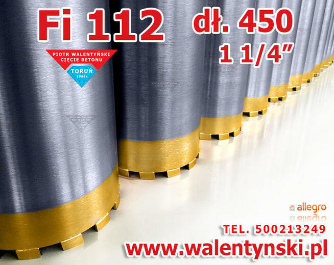 Wiertło Diamentowe Fi 112 mm do Betonu Zbrojonego