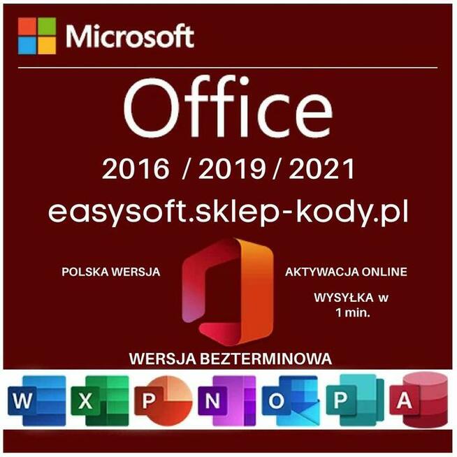 Klucz Office 2019 Professional / 2021 Aktywacja Online