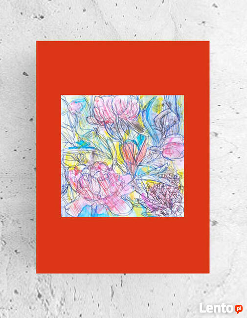 łąka rysunek A4, kwiaty rysunek 21x30