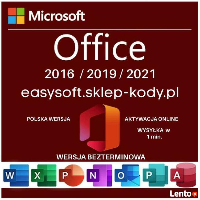 Office 2019 / 2021 Pro Aktywacja Online klucz PL