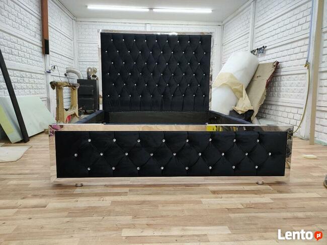 łóżko małzeńskie glamour 160x200 profil ozdobny złoo srebro