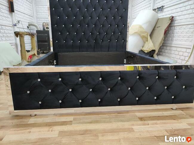 łóżko małzeńskie glamour 160x200 profil ozdobny złoo srebro