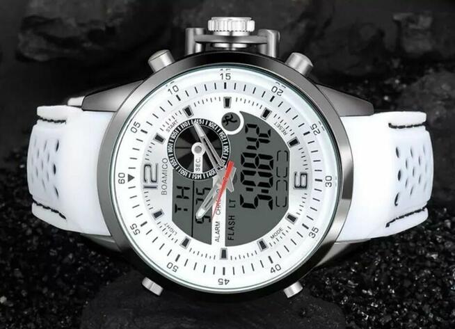 Zegarek męski BOAMIGO wodoodpor biały orgynalne pudelko NOWY