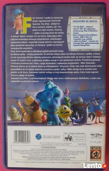 Potwory i Spółka Pixar Walt Disney film VHS