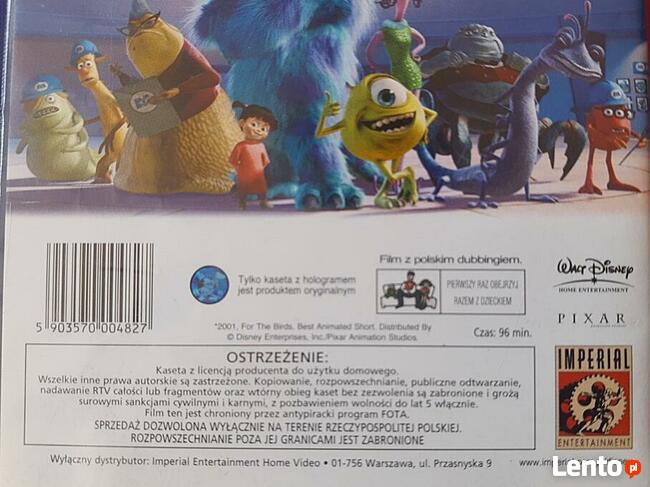Potwory i Spółka Pixar Walt Disney film VHS