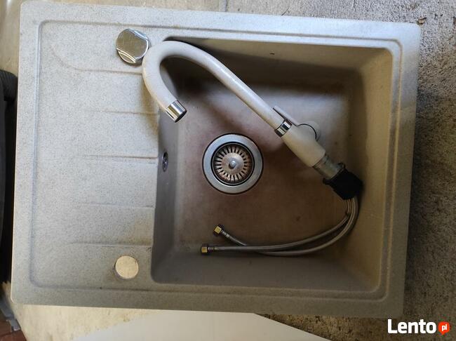 Zlewozmywak granitowy Gracia 1-komorowy z baterią piaskowy