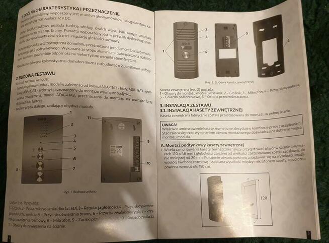 Domofon głośnomówiący ADP-13A3 INVITO SREBRNY -komplet