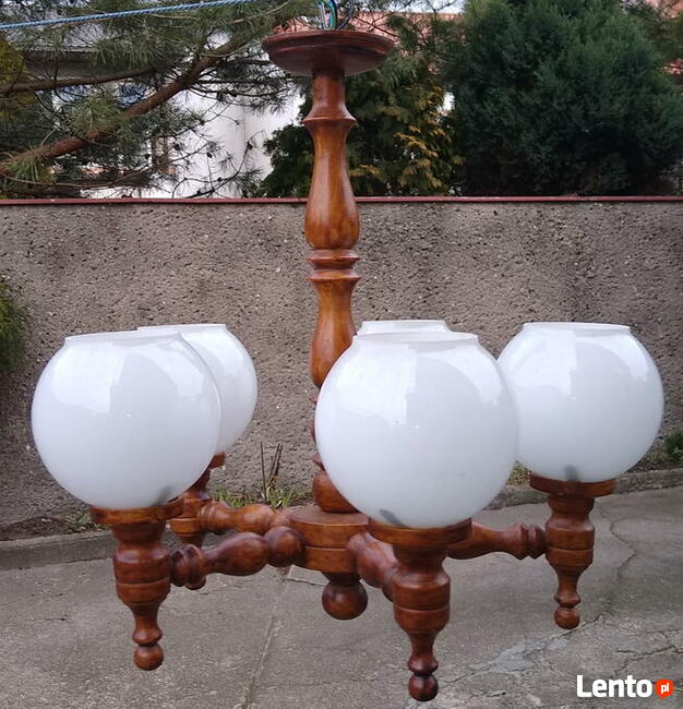 Żyrandol drewniany 5 punktów świetlnych