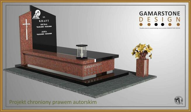 Nagrobki granitowe| Projekt 3D| Profesjonalny montaż