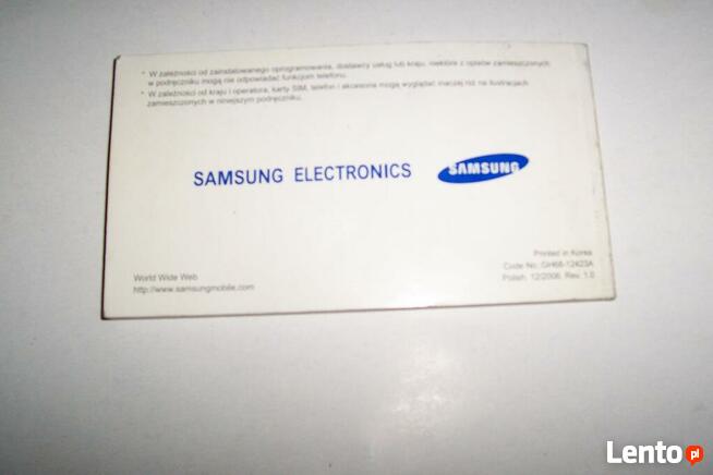 Samsung SGH-E250. Instrukcja użytkowania po polsku