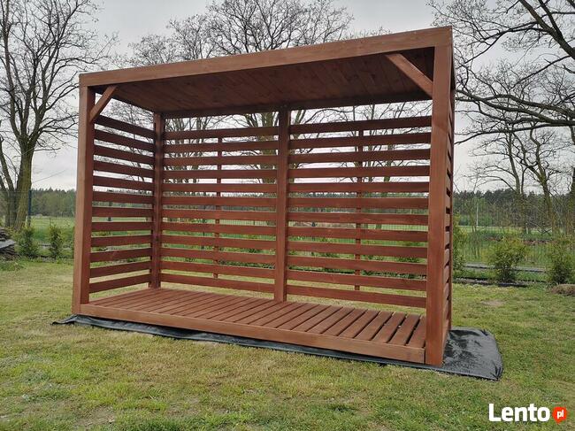 Drewutnia poszerzana 3,14 x 1,1m z dach w obrysie ścian