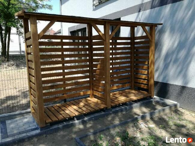 Drewutnia poszerzana 3,14 x 0,8m z dachem prostym jednospado