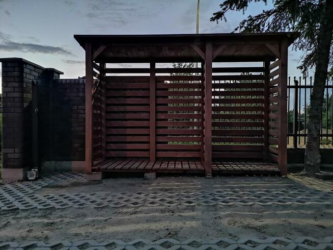 Drewutnia poszerzana 3,14 x 0,8m z dachem prostym jednospado