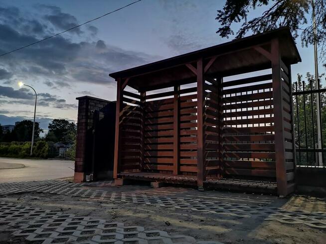 Drewutnia poszerzana 3,14 x 0,8m z dachem prostym jednospado