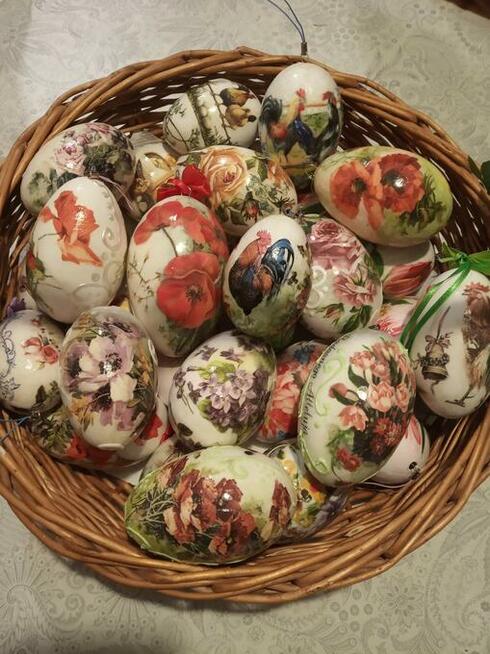 Jaja wielkanocne rękodzieło jajka gęsie wydmuszki kraszanki