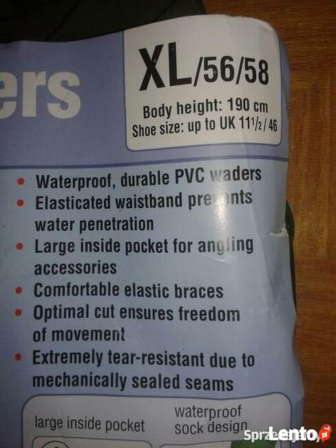 Nowe spodnie wędkarskie wodery roz XL 56/58