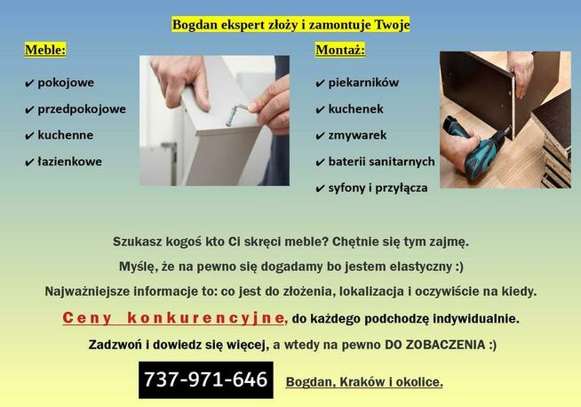 Skręcanie, montaż mebli. Montaż sprzętu AGD, szybkie terminy