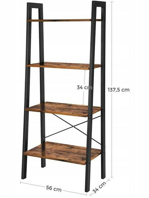 Regał Półka na Książki Industrialny Rustykalny 138x56x34 cm